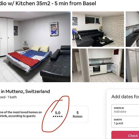 Basel - 5 Mins Away - Modern Basement Studio With Kitchen 35M2 In Muttenz Eksteriør bilde